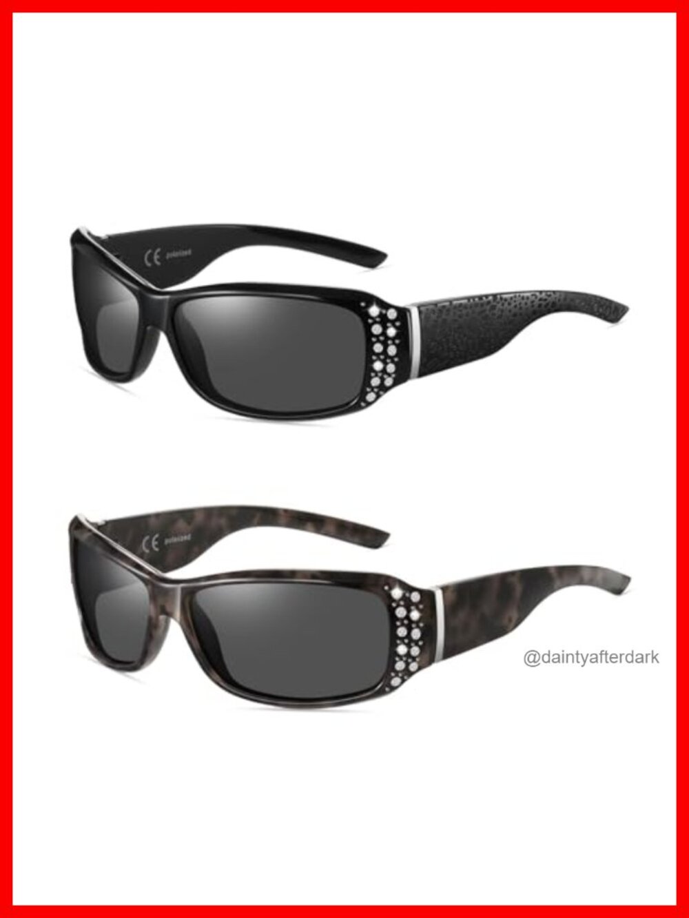 Polarized UV400 Rhinestone Wrap Around Sunglasses Set with Case